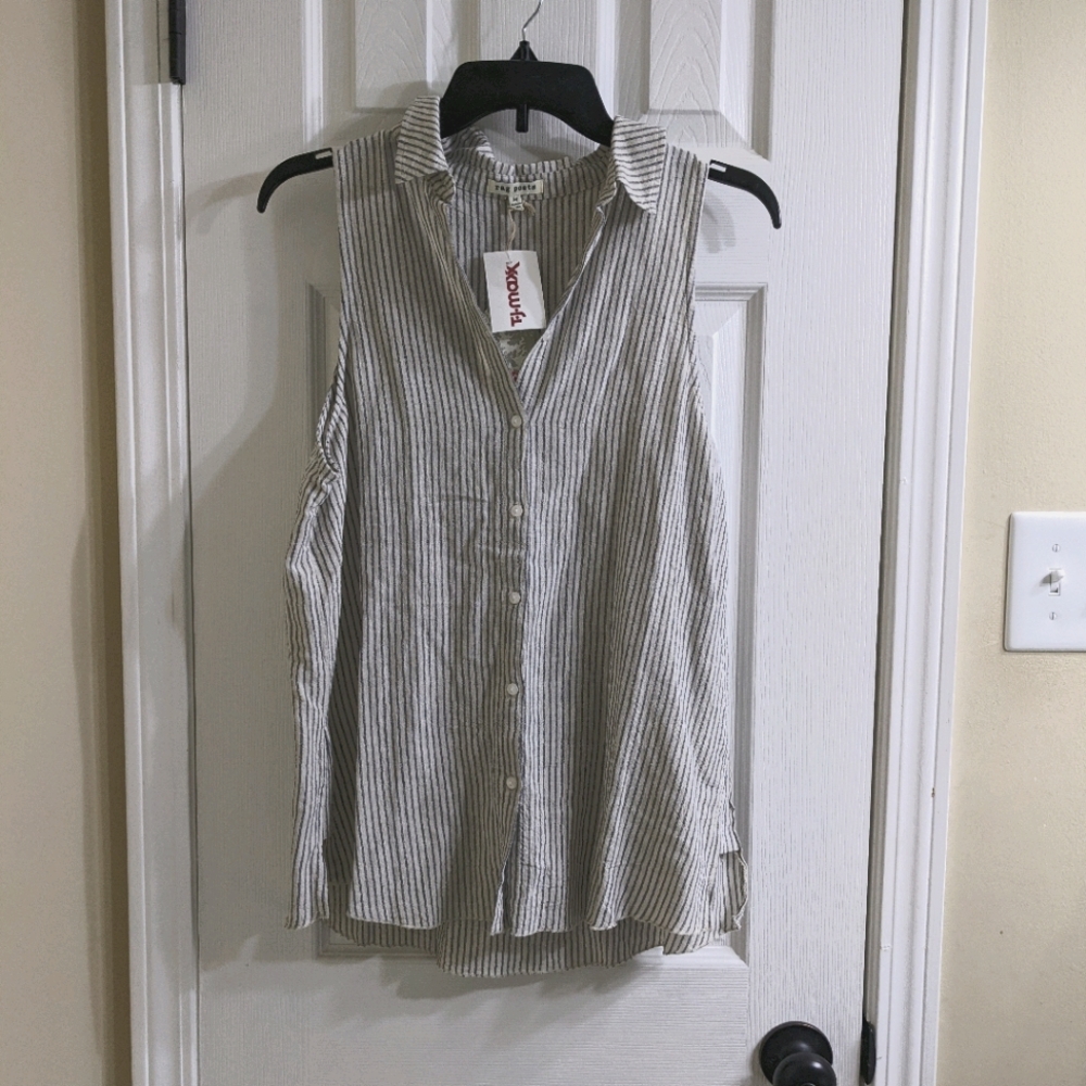 Stripped, button up, tank